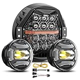 DOT Approved 1200% Bright 180W 7'' Motorcycles LED Headlight with 4.5'' LED Passing lights Compatible with Road King Road Glide Street Glide Electra Glide Ultra Limited Trike Heritage Softail Fat Boy