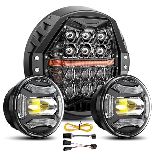DOT Approved 1200% Bright 180W 7'' Motorcycles LED Headlight with 4.5'' LED Passing lights Compatible with Road King Road Glide Street Glide Electra Glide Ultra Limited Trike Heritage Softail Fat Boy by LX-LIGHT - Used condition - US$150.62