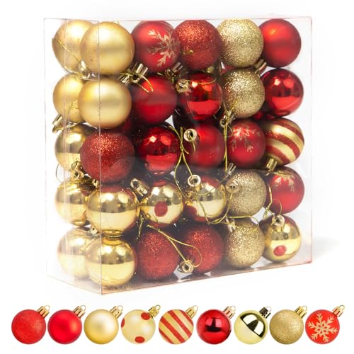 Bofanze 50 Piezas 4cm Bolas de Navidad,Adornos para árbol de Navidad,Bolas Arbol de Navidad Bola Personalizada Bolas Colgantes para la Decoración del árbol de Navidad