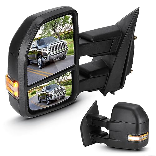 Towing Mirrors for Ford F-250 F-350 F-450 F-550 Super Duty 2017 2018 2019 Power Heated with Turn Signal Manual Folding Telescoping (1 Pair) by Aeagle - Used condition - US$75.22