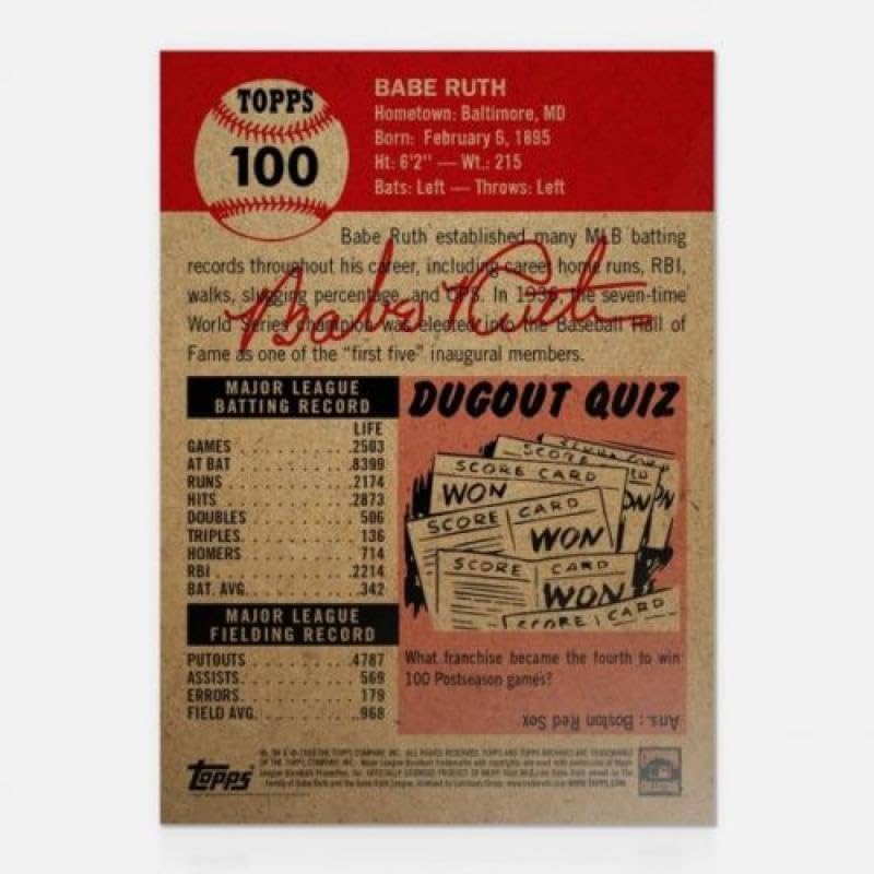 2018 Topps The MLB Living Set #100 Babe Ruth New York Yankees Official Baseball Trading Card with Facsimile Red Autograph on Back ONLINE EXCLUSIVE Limited Print Run