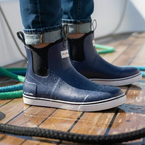 Image of Furuian Men's Deck Boots Waterproof Ankle Rain Boots Fishing Boots