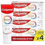 Colgate Dentifricio con Ingredienti Antibatterici Total Original 4 Confezioni da 100 ml I 24h di Protezione di Denti, Lingua, Guance e Gengive I Rimuove la placca I Rafforza e Ripara lo smalto**