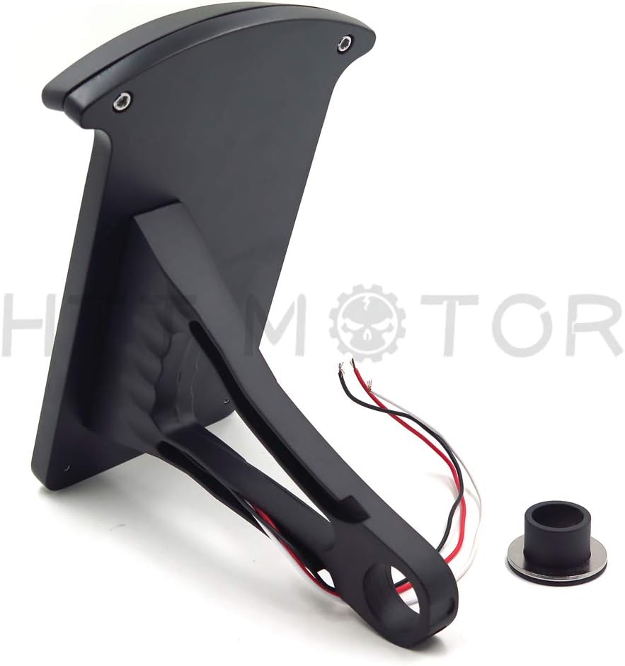 MT301-BK Black Flat Side Mount License Plate Bracket w/LED Tail Light Brake Light 7/8 Inches or 1 inch Axle Compatible with Suzuki Kawasaki Harley