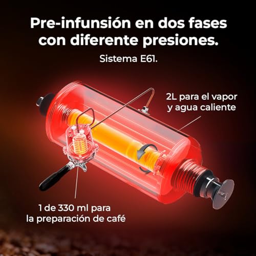 Cecotec Espressomaschine Barista Baristeo Iconic. Vibrationspumpe 15 Bar, E61-System, PID-Steuerung, Doppelausgang, 1,7L Wassertank, 2440 W, Tassenwärmer, Crema-Extraktion, Professionelles Design