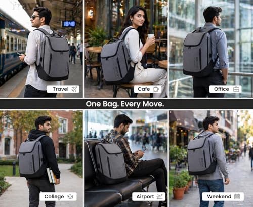 Image of Storite Premium Laptop Backpack for Men & Women | 15.6 inch Laptop Bag | Water Resistant Business Travel Backpack | Durable Smart Bag (Grey)