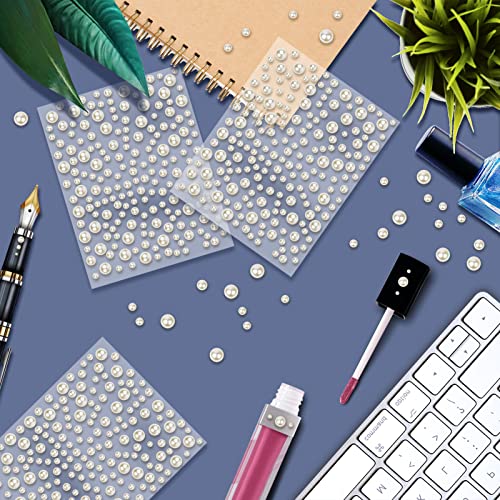 Sticro 1920 Pcs Flatback Pearls For Nails & Hair, Self-Adhesive Pearl Stickers For Nail Art Face Makeup, 3/4/5/6Mm Assorted Sizes Hair Gems Nail Gems Pearls For Crafts #TOP3