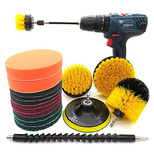 18-teiliges Drill Aufsteckbürste Strom Scrubber Set Time Saving Reinigungsset for Badezimmer, Küche, Grout, Fliesen, Auto Grout Drill-Pinsel-Set