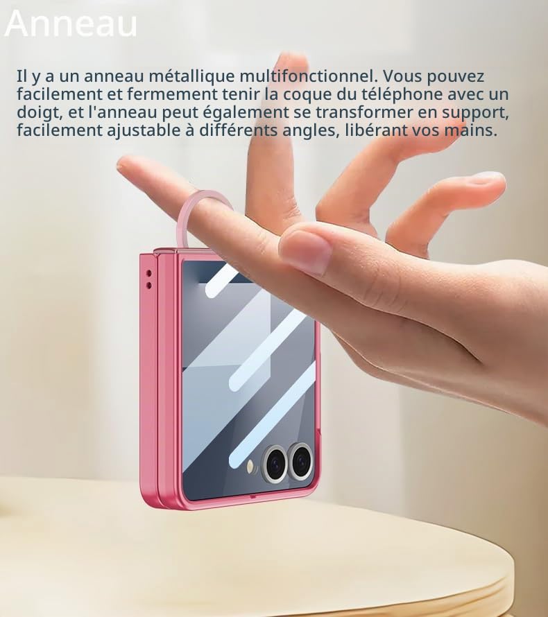 Coque Galaxy Z Flip 7 avec support béquille et protection écran - Transparente - 5