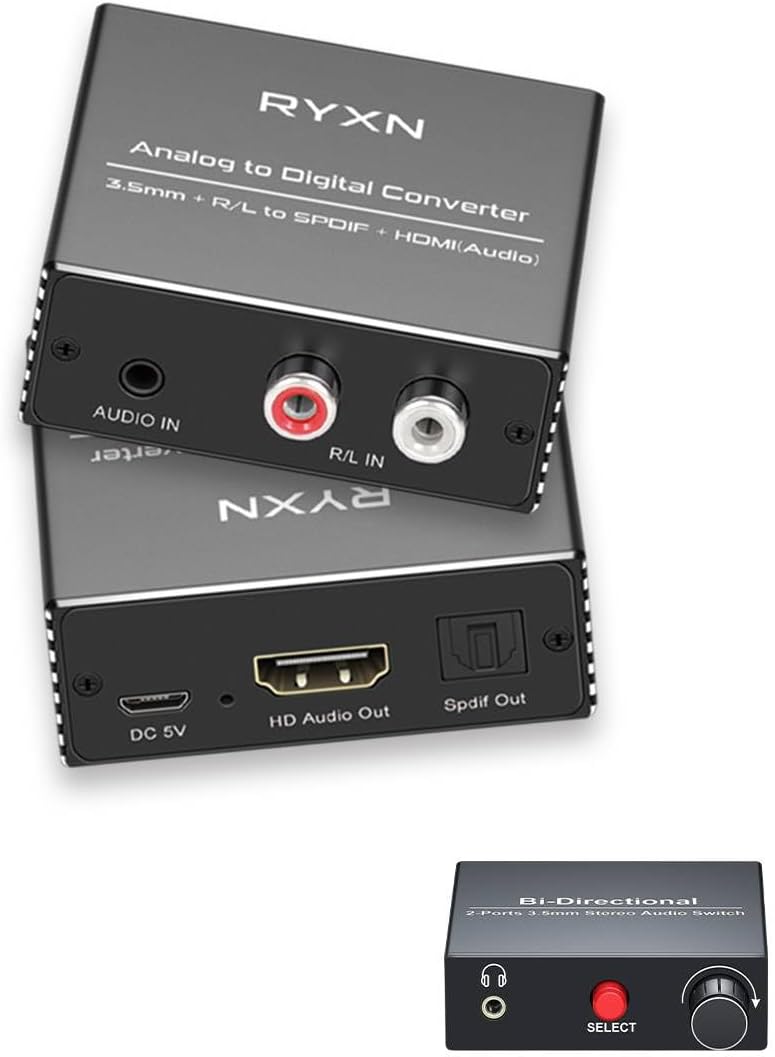 Analog to Digital Audio Converter, 3.5mm Stereo Audio Switcher