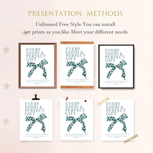 Image of LARTSFRO Coquette Blue Leopard Bow Wall Art Decor Posters, Y2K Cheetah Leopard Bow Room Bedroom Bathroom Dorm Wall Art Decor Aesthetic for College Teen Girls Gifts, Inspirational Bible Verses Bow Wall Decor, 10x8 Inch Set of 4 Pcs Bow Pictures (UNFRAMED)