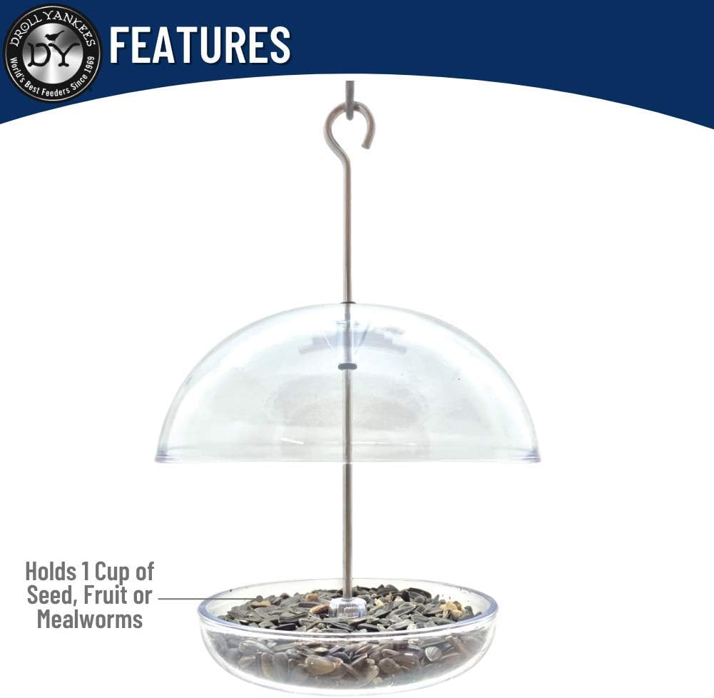 Droll Yankees CUTE Chickadee Feeder Small Multi-purpose Bird Feed, 6-Inch Dome