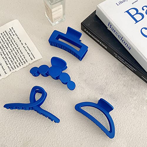 4 Pack Large Hair Claw Clips,Hair Clips For Women & Girls,Rectangle Hair Clips For Women Thick Hair & Thin Hair(Blue) #TOP4