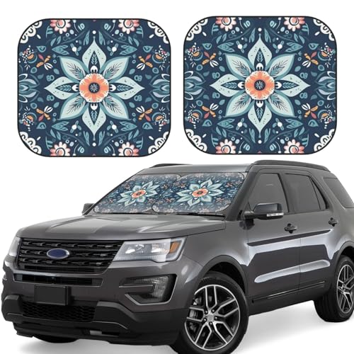 Parasol plegable de coche para parabrisas portátil con aislamiento térmico y flores 2pcs