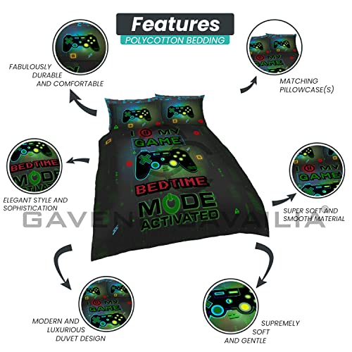 GC GAVENO CAVAILIA Gaming Duvet Cover Single, Easy Care Printed Bedding Quilt Bed Set With Pillow Case, Gamer-multi