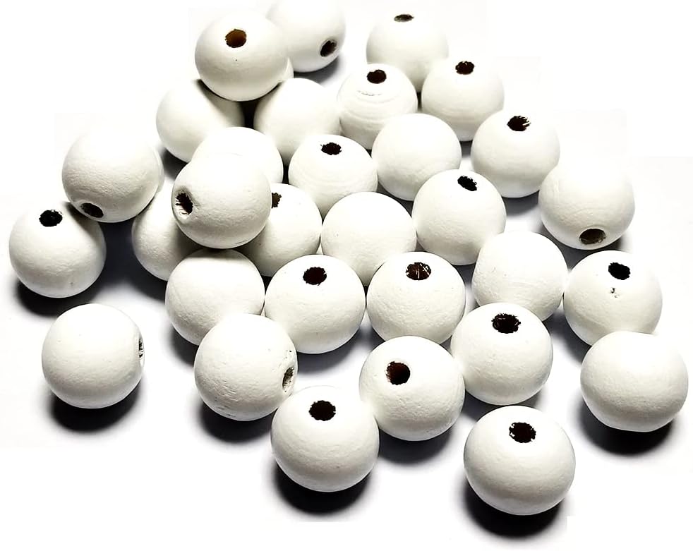 150 Pcs 16mm White Wooden Beads, Unfinished Round Bulk Spacer Wood Beads for DIY Crafts, Garlands Farmhouse Decor, Jewelry Bracelet Necklace Making, Christmas Holiday Decoration