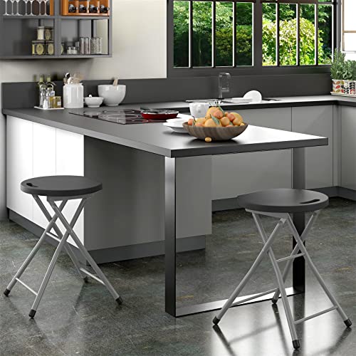 Gymax Folding Stool, 28In Portable Collapsible Bar Stool With Handle & Steel Frame, 330Lbs Sturdy Foldable Lightweight Round Metal Chair For Outdoor/Indoor Kitchen Home Pub Bar, Assembly Free (1) #TOP1