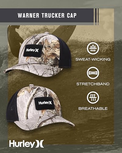 Image of Hurley Mens Trucker Hat - Flexible Quick Dry Fairway Mesh Trucker Hat for Men with Snapback Closure - Classic Mens Caps