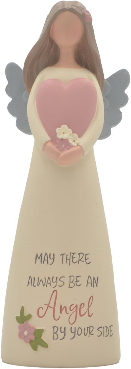 Feather & GraceBarbara Hand Painted Resin Decorative Figurine with Heart & Flowers Resin with Message | Decoration for Living Room, Bookshelf, Black Desk for Loved Once’s