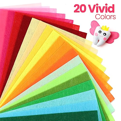 Image of Moukeren 360 Pcs 6 x 6 Inch Felt Sheets, Rainbow
