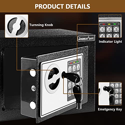 Jugreat Fire Resistant Money Safe Box For Home With Fireproof Money Bag For Cash Safe Hidden, Security Safe Box For Money Safe With Keys,With Induction Light For Home Office Hotel Business #TOP3