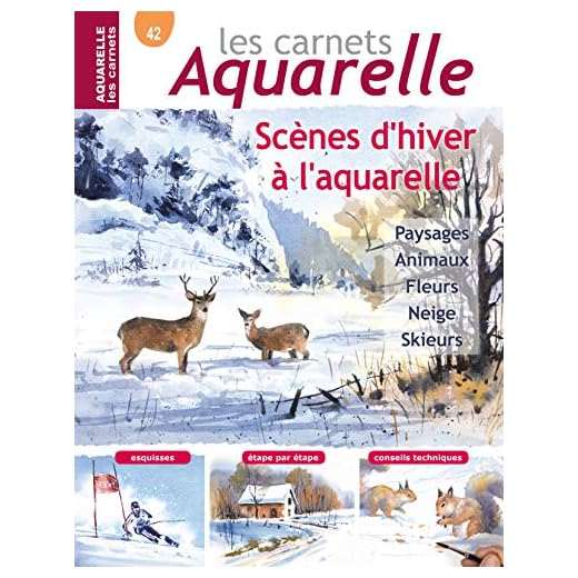 Les carnets aquarelle n°42: Peindre des scènes d'hiver à l'aquarelle - 15 modèles expliqués en pas-à-pas
