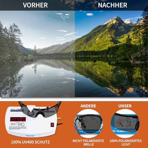 WAMIOKAGRO Schnelle Brille Herren Damen, Polarisiert Fahrradbrille Herren Laufbrille Damen, UV400 Sportbrille Fahrrad Brille Sport Sonnenbrille für MTB Rennrad Fahrrad Ski Laufen Rave Festival