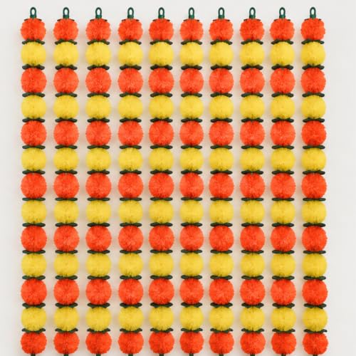 Best Navratri Home Decoration Items (2026) 8 Artificial Marigold Garland for Decoration โ Pack of 5 Genda Phoo...