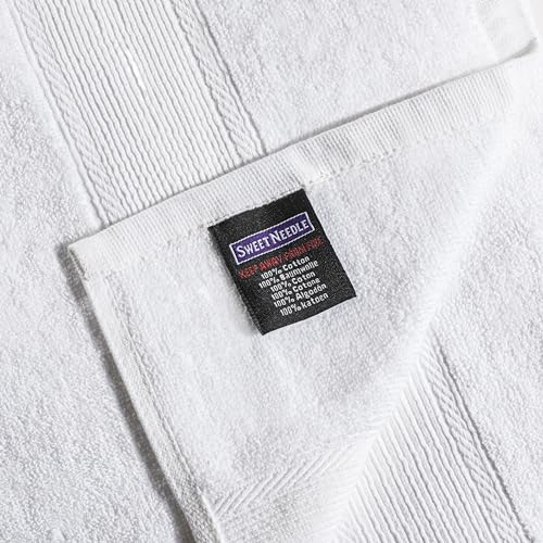 Sweet Needle - Serviette de Bain Qualité Hôtelière Premium, Blanc - 100% Coton - 600 g/m² - 1 Serviette de Bain, 1 Serviette à Main & 1 Gant de Toilette, Très Absorbante pour Salle de Bain – vue 3