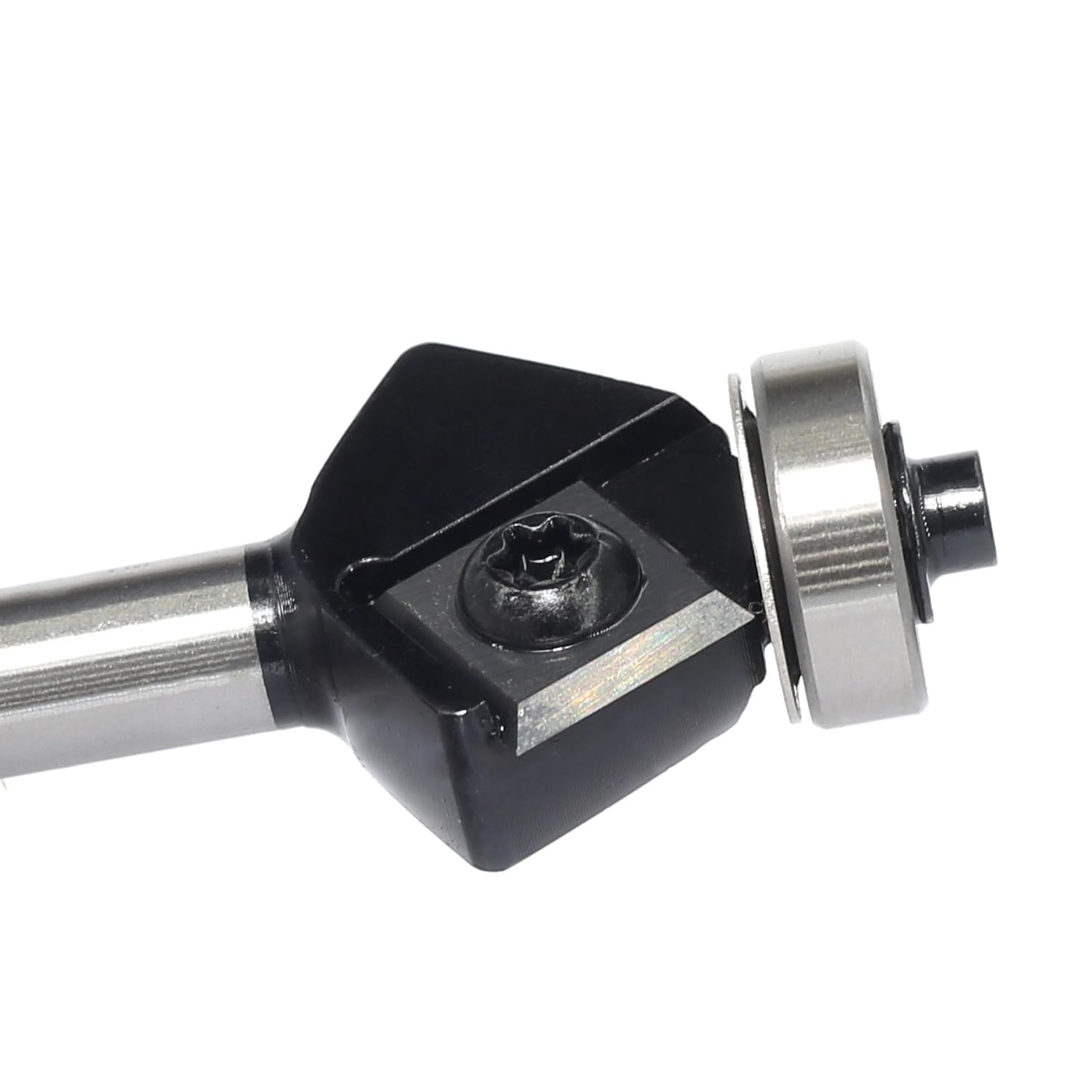 Fraise à chanfreiner avec 4 côtés en carbure de tungstène interchangeable (HW), tige 8 mm, diamètre 27 mm, longueur utile 12 mm, angle 30°, avec roulement à billes.