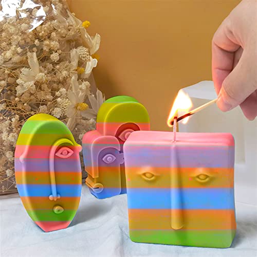 Candle Making Molds,4Pcs 3D Human Face Candle Mold, Silicone Abstract Candle Molds, Art Portrait Soap Mold Mould For Homemade Candle Making Resin Craft Beeswax Aromatherapy (Face All) #TOP5