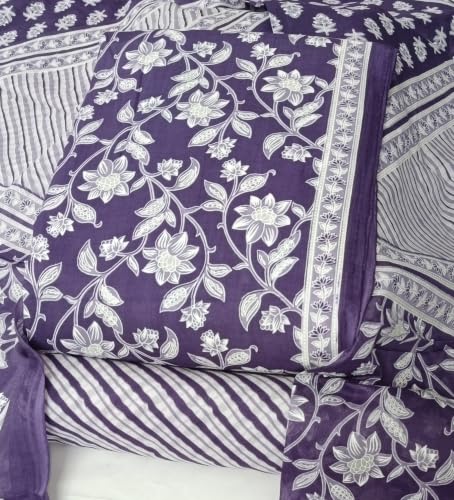 Image of DRAVINAM Trends Women's Premium Cambric Cotton Jaipuri Printed Unstitched Salwar Suit Dress Material with Mulmul Cotton Dupatta