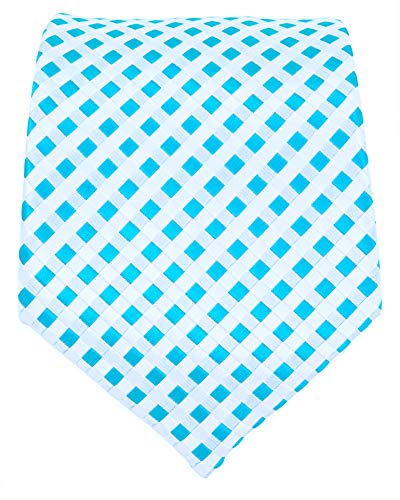 Scott Allan Turqouise Mens Ties | Jacquared Woven Turqouise and White Checkered Necktie for Him | Men's Suit Accessories
