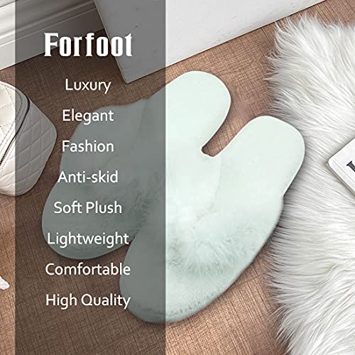 Forfoot Fuzzy Slippers Thong, Women's Cozy Slippers Flip Flops House Indoor Slippers Plush Coral Lining Thong Slippers Open Toe Slippers3