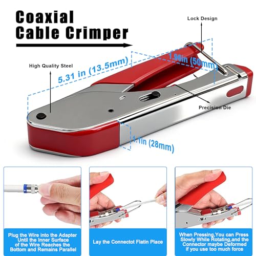 Image of Coaxial Pocket Toner Pocket Continuity Tester,with Coaxial Cable Crimper Kit,and Toner with Light&Buzzer Voltage Toner and Barrel Connector Bundle for Testing Coax Cable, RG6, RG59, CATV Wire Tracer