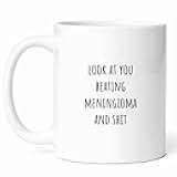 Beating Meningioma Mug - Brain Tumor Fighter Coffee Cup - Awareness Funny Gift From Friends - Neurological Health Tea Mugs - Cups - 11 Oz Ceramic Gifts For Birthday, Him, Her, National Month, Support