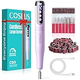 COSLUS C50 Cordless Electric Nail Drill : 12-Speed Professional Nail File with LED Display for All Manicure Shaping & Gel Removal, Nail Art Practice Essentials, Home DIY & Portable Travel Use, Purple