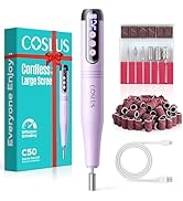 COSLUS C50 Cordless Electric Nail Drill : 12-Speed Professional Nail File with LED Display for Al...