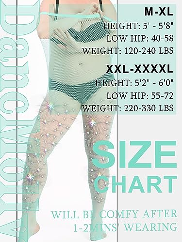 Image of DancMolly 10X Strong Ultra Sparkly Rhinestone Fishnet Stockings, Plus Size Sparkle Tights for Women Sexy Party Concert Outfit