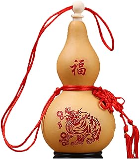 Leadigol Natural Gourd Ornament Chinese Style Gourd Crafts Dried Feng Shui Hanging Amulet Bring Wealth and Luck Home Offic...