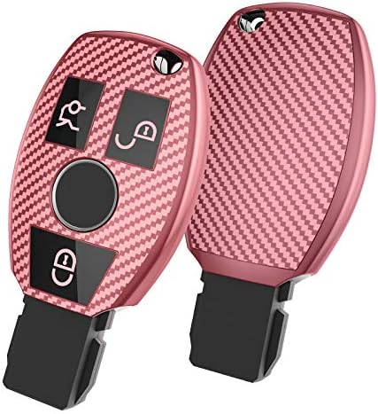OATSBASF Mercedes Benz Car Key Case, Key Cover for Mercedes Benz W204 W211 2-3 Keyless Buttons A B C E Class (Golden Edge White)