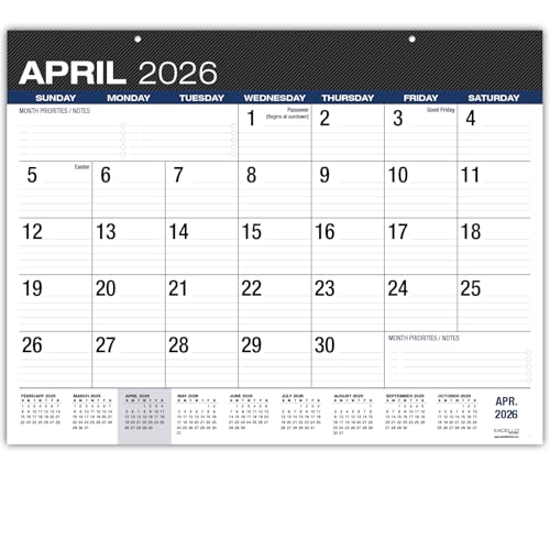 Image of Desk PAD: 22 inch x 17 inch Large Print Desk Pad Calendar, APR 2026 - DEC 2027, 21 Months, (Black)