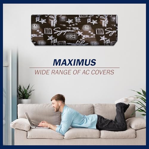 Image of Digital Print Split AC Cover Set for 1.5 Ton Indoor & Outdoor Units - Dustproof & Water Resistant Protection (Signtaure Coffee)