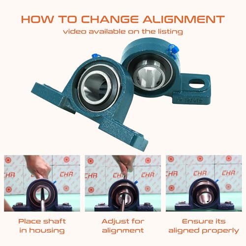 Image of CHR 2 Pack UCP206-20Pillow Block Bearings | Mounted Pillow Block Bearings - Chrome Steel with 1 1 /4 inch Bore | ISO 9001-2015 Certified