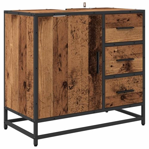 Mueble de baño de madera recuperada con acabado artesanal 5