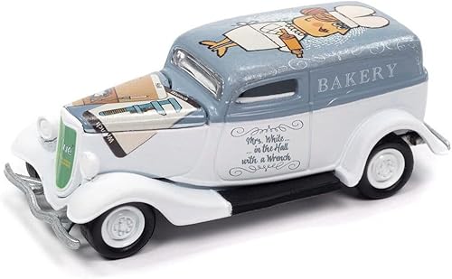 Johnny Lightning JLPC009-JLSP266 - Furgoneta de entrega de 1933 White con chip de póquer Clue Pop Culture 2022 versión 4 164 con tapa gris