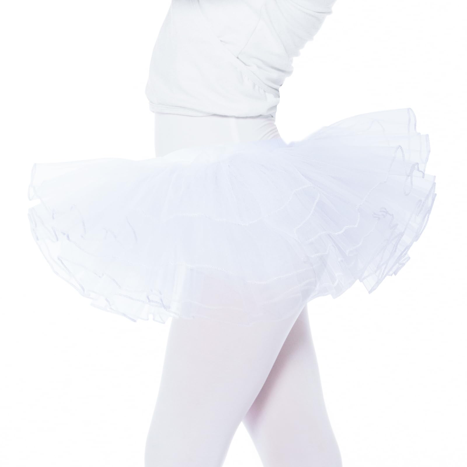 Bezioner Girls Tutu Skirts,Ballet Dance Skirts for Kids,4 Layers Tulle Dress Up for Toddler Girls: 5-7 Years White