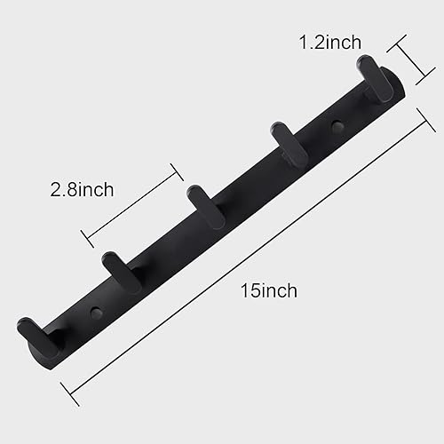 Miniatura 4 de Jnnicoog Gancho de pared con 5 ganchos, perchero negro, moderno montado en la pared, adecuado para sala de estar, dormitorio, cocina, baño, etc.