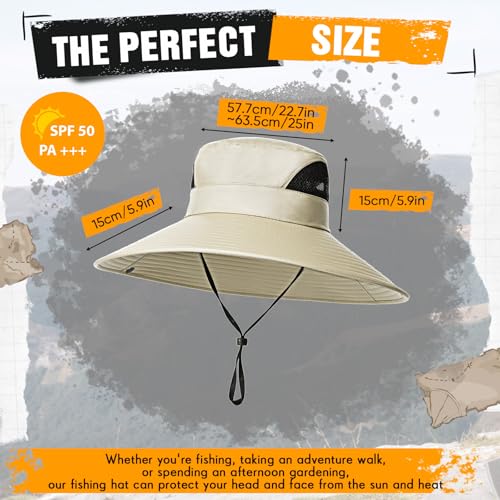 Image of Shyyween 3 Pcs Oversize XXL Sun Hats for Men Big Head Large Wide Brim Hats UPF 50+ Sun Protection Outdoor Fishing Gardening
