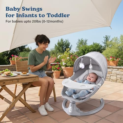 Image of SOFTIES Automatic Cradle for Baby Rocker Light Grey | 0 to 12 Months | Swing for New Born Baby | Automatic Swing Cradle for Infants (Light Grey)